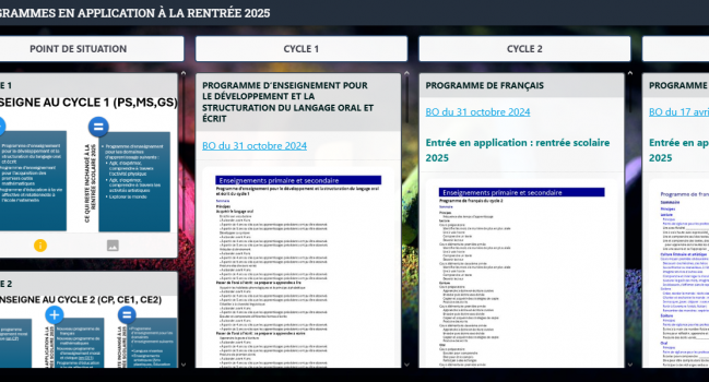 PROGRAMMES EN APPLICATION À LA RENTRÉE 2025