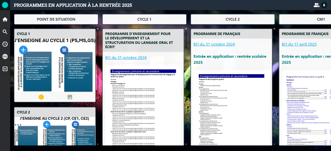 PROGRAMMES EN APPLICATION À LA RENTRÉE 2025